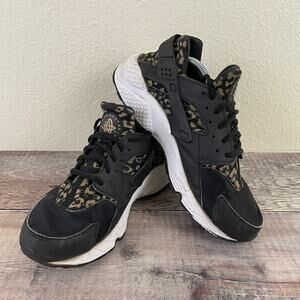 Nike Air Huarache Running Shoes Women's 9.5 Leopard Print Black and Gold 725076
